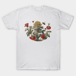 Bumble Bees flying over some flowers T-Shirt